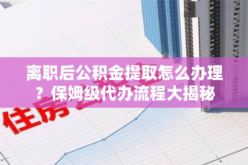 下城离职后公积金提取怎么办理?保姆级代办流程大揭秘 下城离职后公积金提取怎么办理?保姆级代办流程大揭秘